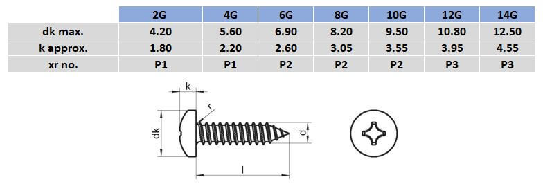 Philips Pan Head Self Tapping Screw 304 Stainless Steel