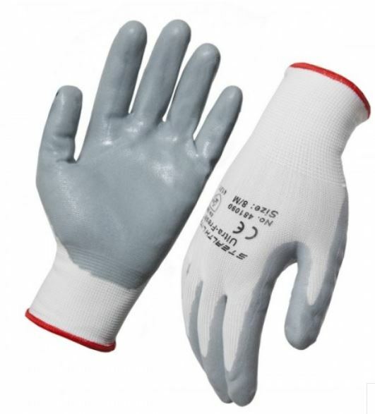 Stealth Lite Weight Nylon Grey Foam Nitrile Palm Glove Size  8