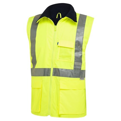 WS Workwear Hi-Vis Reversible Vest W/ Reflective Tape Lime, Med