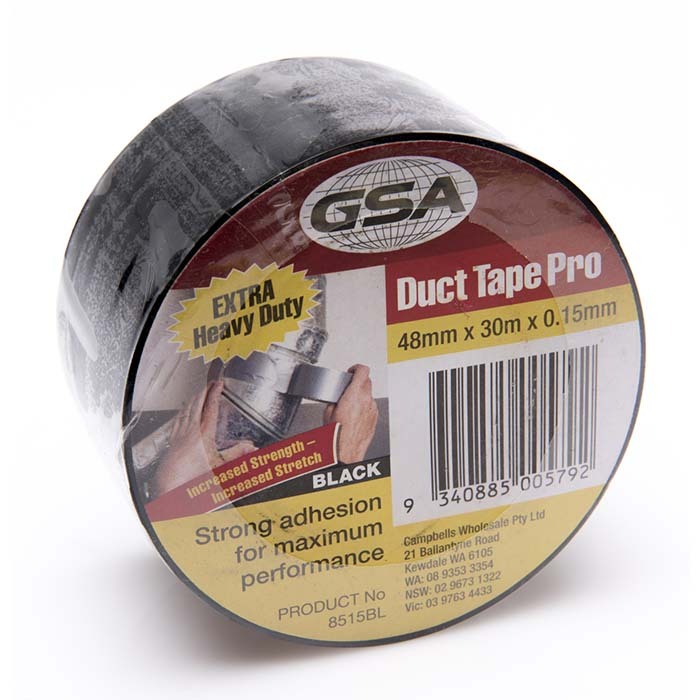 GSA Trade Strength Duct Tape Pro Black 0.15mm - 48mm x 30m