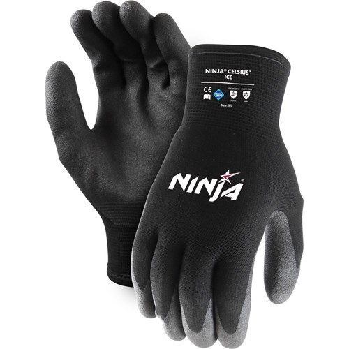 Ninja HPT Ice Superior Grip Thermal Resistant Gloves, Black, Medium - Pack of 6
