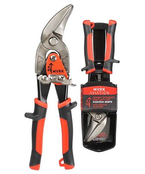 MVRK Left Cutting Offset Aviation Snip With Holster And Belt Clip