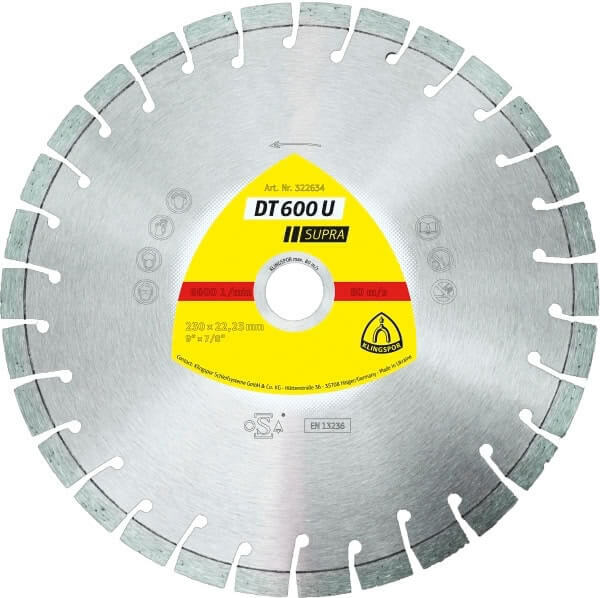 Angle Grinder Diamond Blades Segmented Edge for Concrete DT600U Klingspor