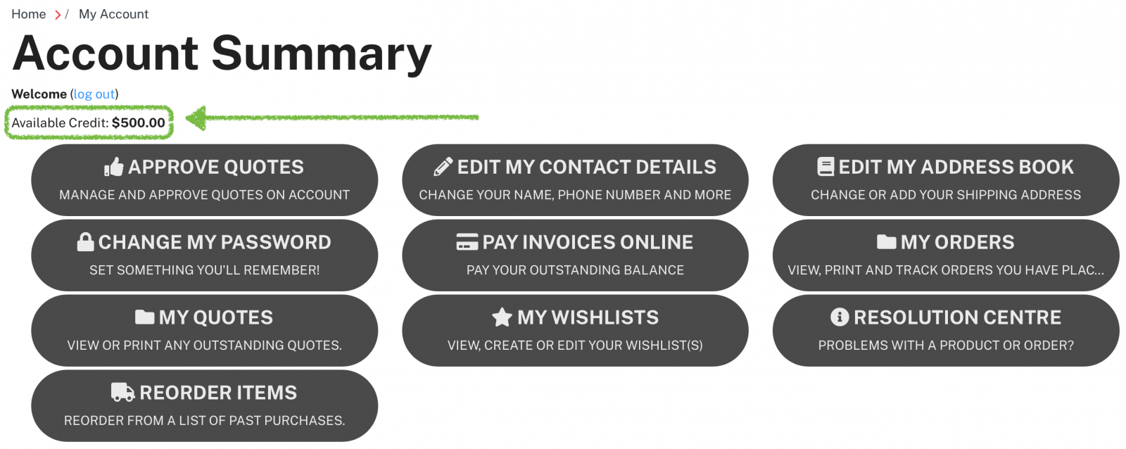 aims available account credit balance