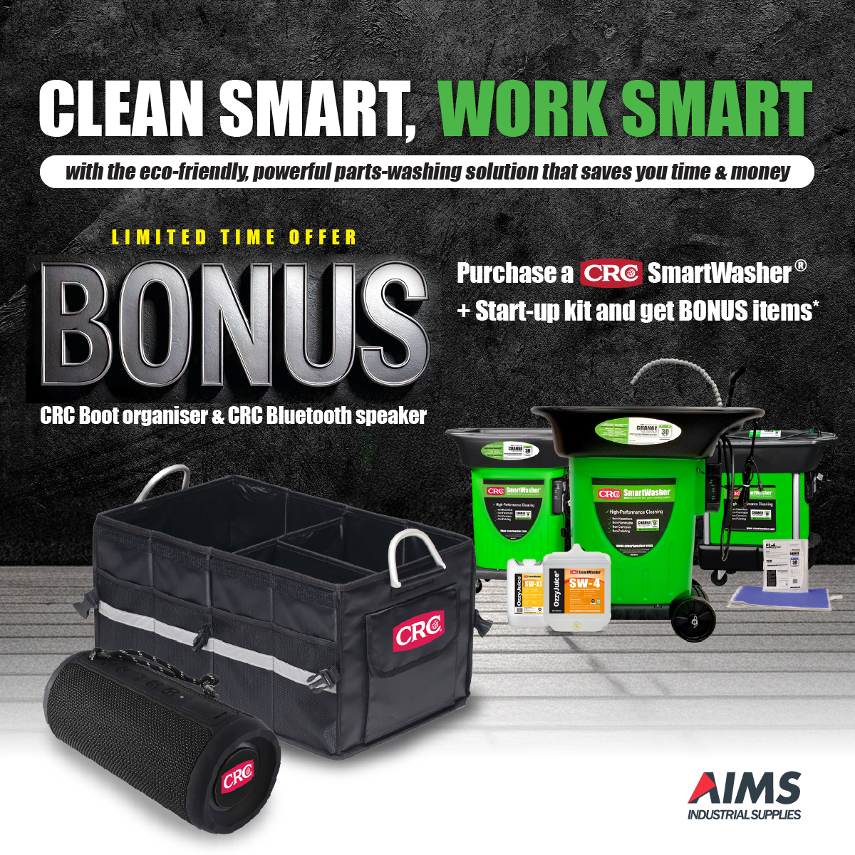 CRC Smartwasher with Free Boot Organiser and Bluetooth Speaker