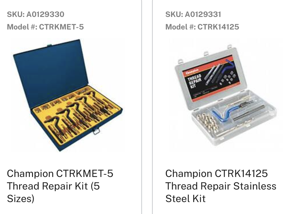 champion thread repair kits
