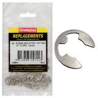 Champion C1824-5 Stainless Steel E Type Circlip 8mm - 50/Pack