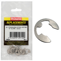 Champion C1824-6 Stainless Steel E Type Circlip 10mm - 25/Pack