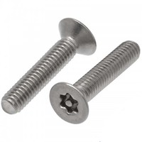 M6 x 30mm Security CSK Post Torx Metal Thread Screw 304 Stainless Steel - Pack of 100