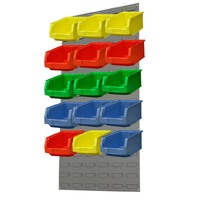 Ezylok LP5 Louvred Panel & 15 Pieces Size 3Z Plastic Bin - Mixed Colour
