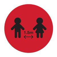 Floor Marking Sign - Social Distancing  Black/Red 300mm Self Adhesive Vinyl
