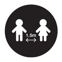 Floor Marking Sign - Social Distancing  White/Black 300mm Self Adhesive Vinyl