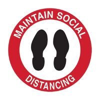 Floor Marking Sign - Maintain Social Distancing 300mm Self Adhesive Vinyl