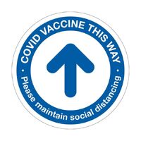 Floor Marking Sign - COVID Vaccine This Way 300mm Self Adhesive Vinyl