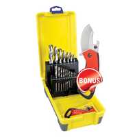 Bordo 2007-M5-C18 19 Piece 1-13mm Bright HSS Jobber Drill Set Bonus Stubbie Folding Knife