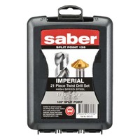 Saber 8003-F2-C17 21 Piece 1/16-3/8" HSS Bright Finish Jobber Drill Set Bonus 20mm Countersink