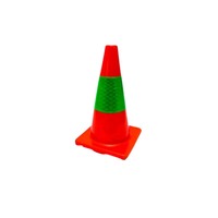 Frontier Reflective Traffic Cone Orange With Green Reflective Tape 450mm - Pack of 6