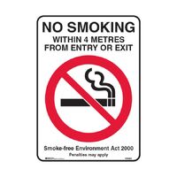 Brady NSW State Sign - No Smoking Within 4 Metres From Entry