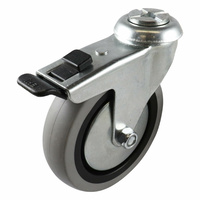 Swivel Bolt Hole Castor with Brake - Rubber Wheel, Grey G1 Series