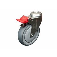 Stainless Swivel Bolt Hole Castor with Brake - Rubber Wheel, Grey G7