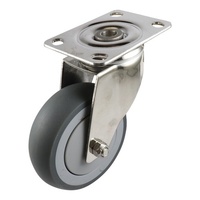 Stainless Swivel Plate Castor - Rubber Wheel, Grey G7 Series