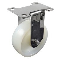 Stainless Fixed Plate Castor - Nylon Wheel, White G7 Series