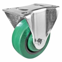 Fixed Plate Castor - Reflex Rubber Wheel, Green I3 Series