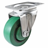 Swivel Plate Castor - Reflex Rubber Wheel, Green I3 Series