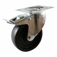 Swivel Plate Castor with Brake - Nylon Wheel, Black I4 Series