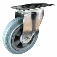 Swivel Plate Castor - Rubber Wheel, Grey I4 Series