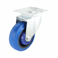 Swivel Plate Castor - Rubber Wheel, Blue I6 Series