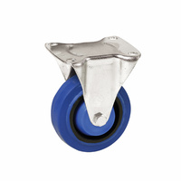 Fixed Plate Castor - Rubber Wheel, Blue I6 Series