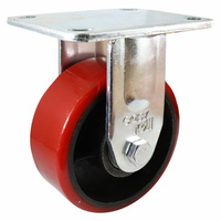 Fixed Plate Castor - Urethane on Cast Iron Wheel, Red J3 Series