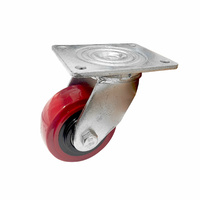 Swivel Plate Castor - Urethane Wheel, Red J3 Series