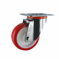 Stainless Steel Swivel Plate Castor - Nylon Wheel, Red S5 Series