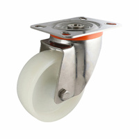 Stainless Swivel Plate Castor - Nylon Wheel, White S5 Series