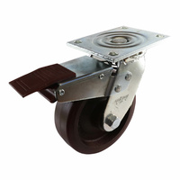 Swivel Plate Castor with Brake - Urethane on Cast Iron Wheel TG Series