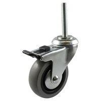 Swivel Stem Castor with Brake - Rubber Wheel, Grey G1 Series