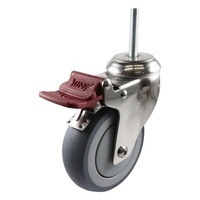 Stainless Swivel Stem Castor with Brake - Rubber Wheel, Grey G7 Series