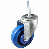 Swivel Stem Castor - Elastic Rubber Wheel, Blue I6 Series