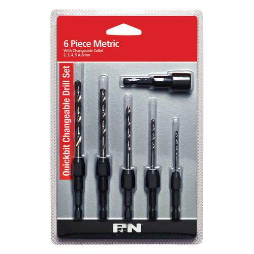 P&N 150BSET6I Quickbit Drill Set 6 piece 5/16" - 1/4", 1/4" Shank Bright HSS