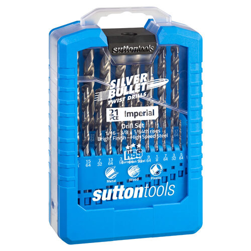 Sutton D101S2 21 piece Silver Bullet Jobber Imperial Drill Set HSS
