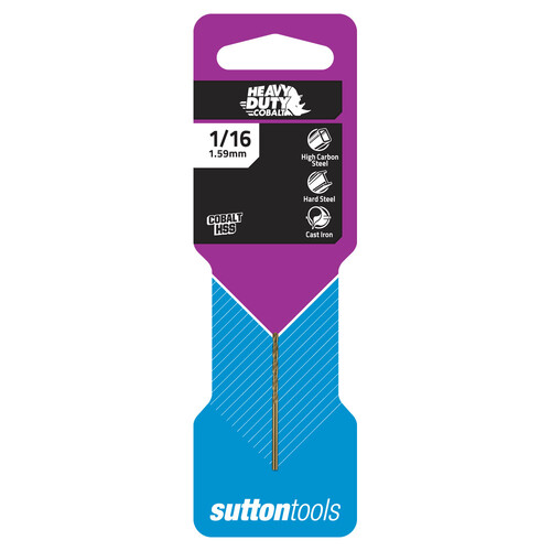 Sutton D1080159 1/16" Heavy Duty Cobalt Jobber Drill Bit - Colour Temp