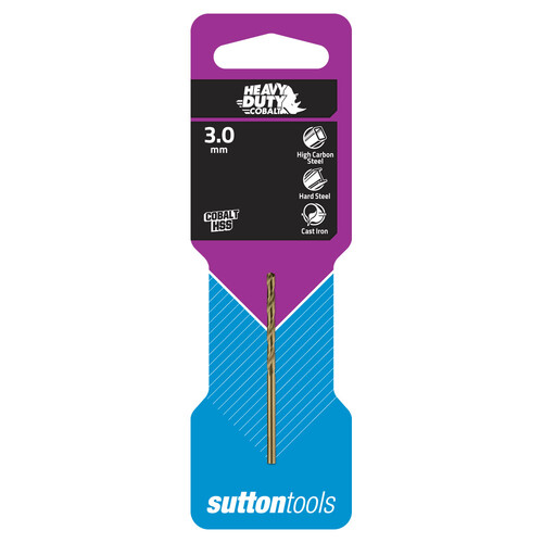 Sutton D1080300 3mm Heavy Duty Cobalt Jobber Drill Bit - Colour Temp