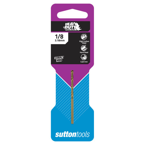 Sutton D1080318 1/8" Heavy Duty Cobalt Jobber Drill Bit - Colour Temp