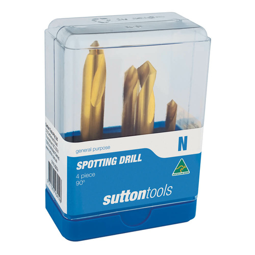 Sutton D1750004 90° Spotting Drill Set 4 piece - 5% Cobalt HSS - TiN