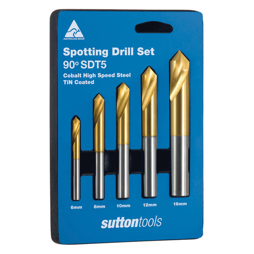 Sutton D175SDT5 90° Spotting Drill Set 5 piece - 5% Cobalt HSS - TiN