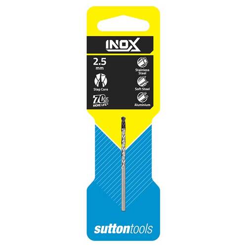 Sutton D1850250 2.5mm Inox Jobber Drill Bits - DIN338 Carded - HSS TiAlN