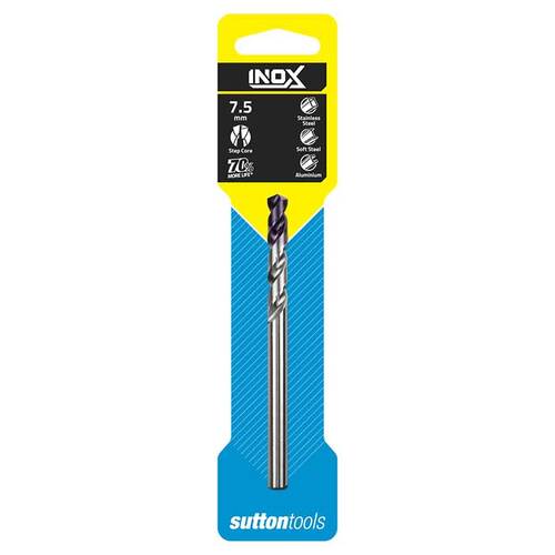 Sutton D1850750 7.5mm Inox Jobber Drill Bits - DIN338 Carded - HSS TiAlN