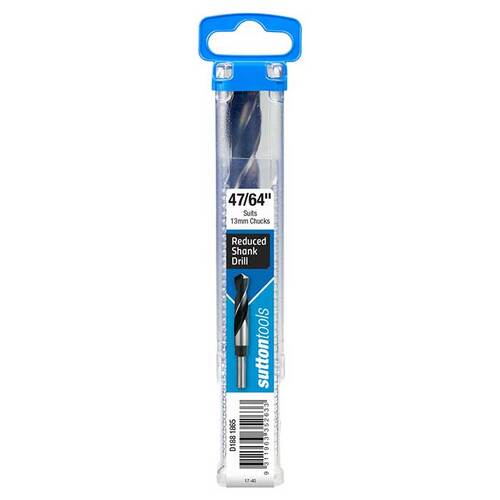 Sutton D1881865 47/64" Reduced Shank Drill Bit - 1/2" Shank - HSS - Blue